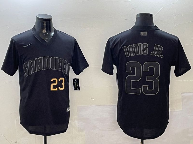 Men 2025 San Diego Padres #23 Tatis jr Black Throwback Nike MLB Jersey style 71211